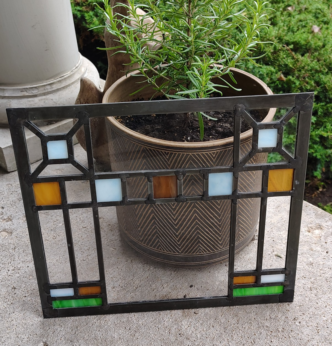 【希少】ヴィンテージ ART glass STENHYTAA W.W. Vintage 1993 Andersen X Monarch Art Stained Glass Window Prairie
