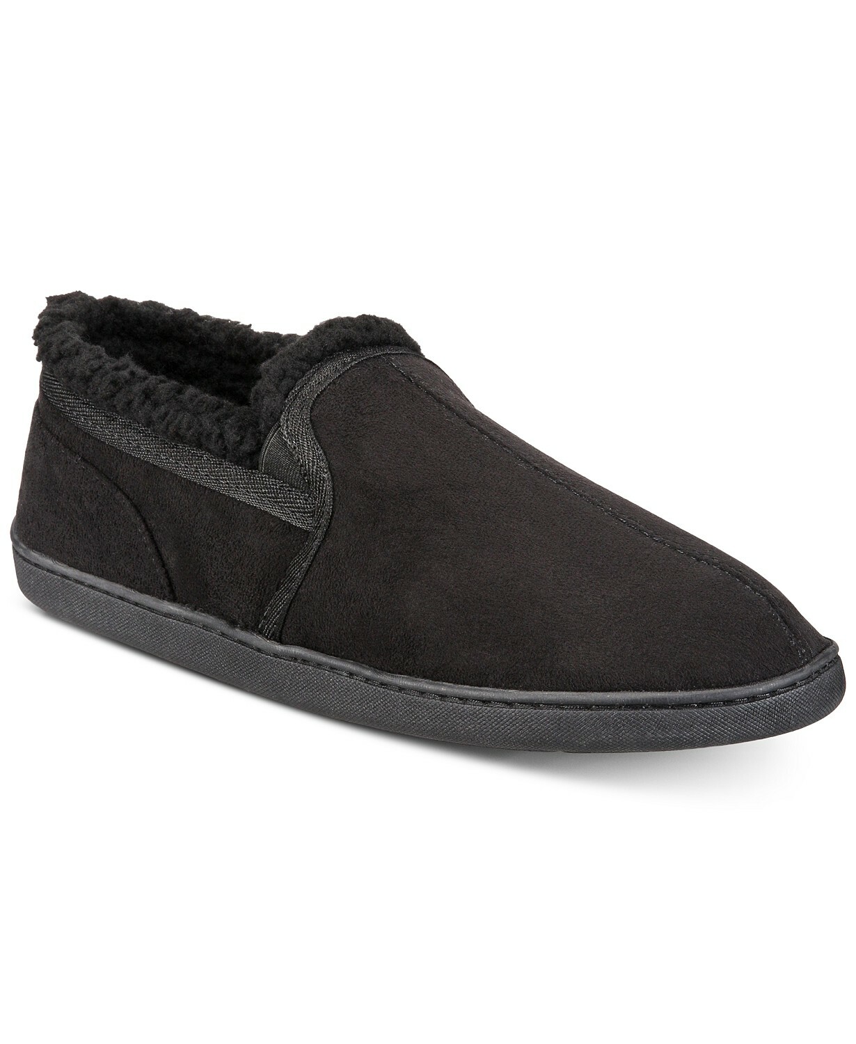 PANTOFOLA D’ORO $95 Gold Men'S Black Faux Suede Slip On Gore Fleece Ho Scuff Slippers 7 8