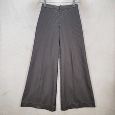 Vtg 70s Black Pin Striped Mid Retro Palazzo Trouser Dressy Womens Pants Size S