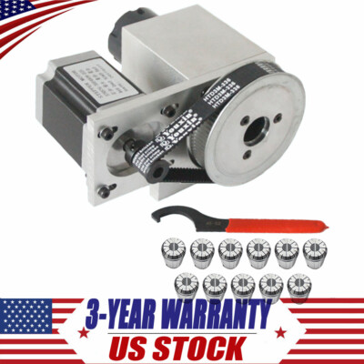 CNC Rorary Hollow Shaft 4th Axis Router Rotational 11 pcs ER32 3-20mm Chuck US