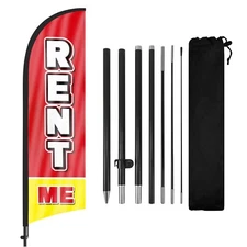 FSFLAG Rent Me Feather Flag 8FT Banner with Pole and Stake for Rental Business