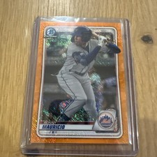 2020 Bowman Chrome Prospects Orange Shimmer Refractor Ronny Mauricio /25