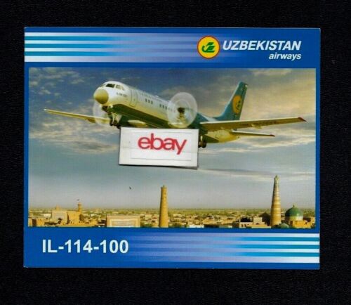 UZBEKISTAN AIRWAYS 1999 IL-114-100 PROP-JET AIRLINE ISSUE POSTCARD/COLLECTOR - 第 1/2 張圖片