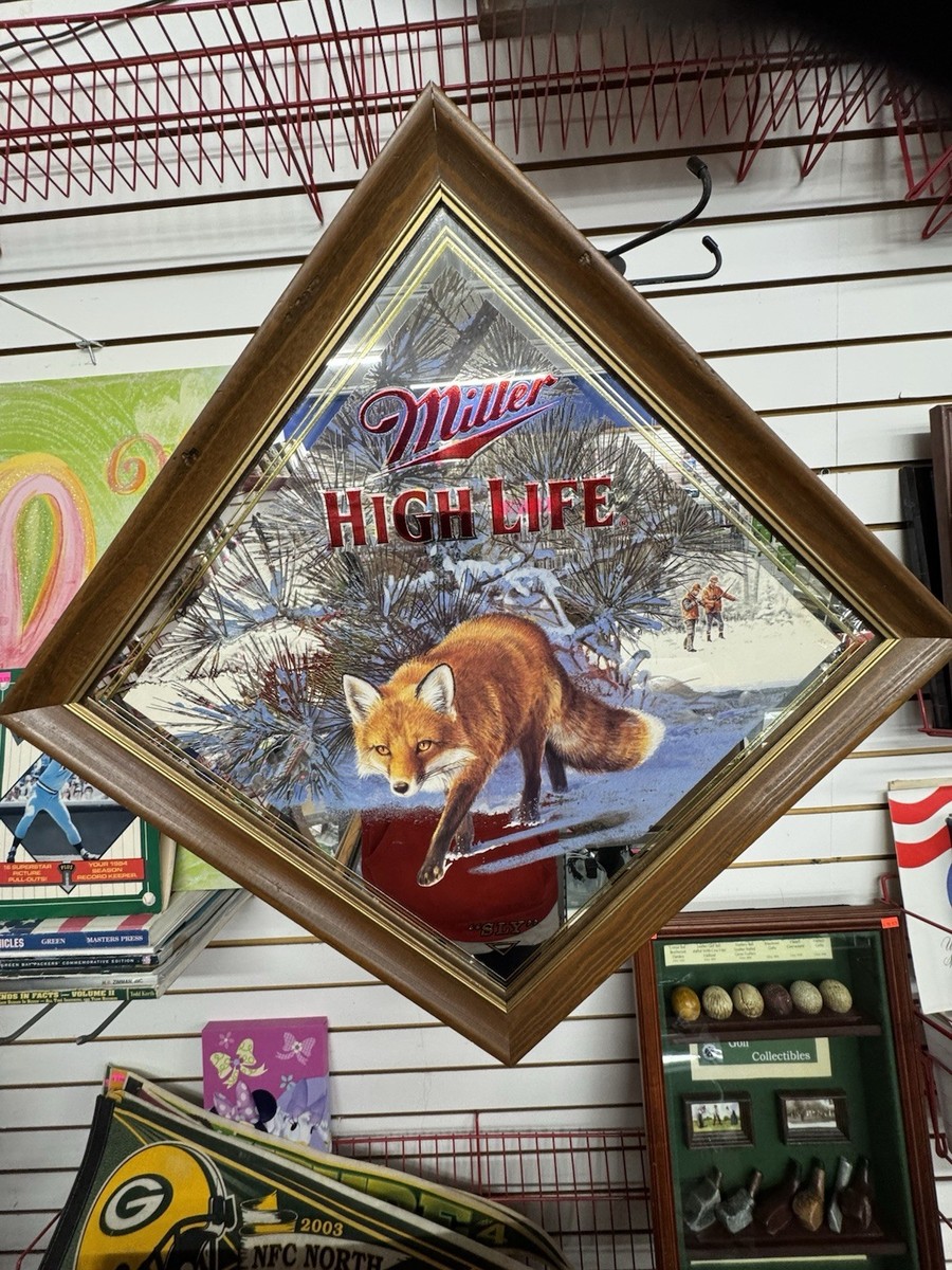Miller High Life Beer Diamond Wildlife Series Mirror Sign-Fox-“Sly