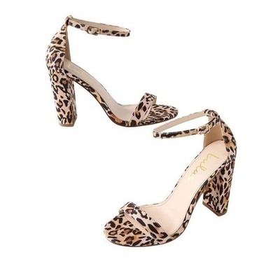Lulus Taylor Leopard Vegan Suede Block Heel Sandal 6 NIB