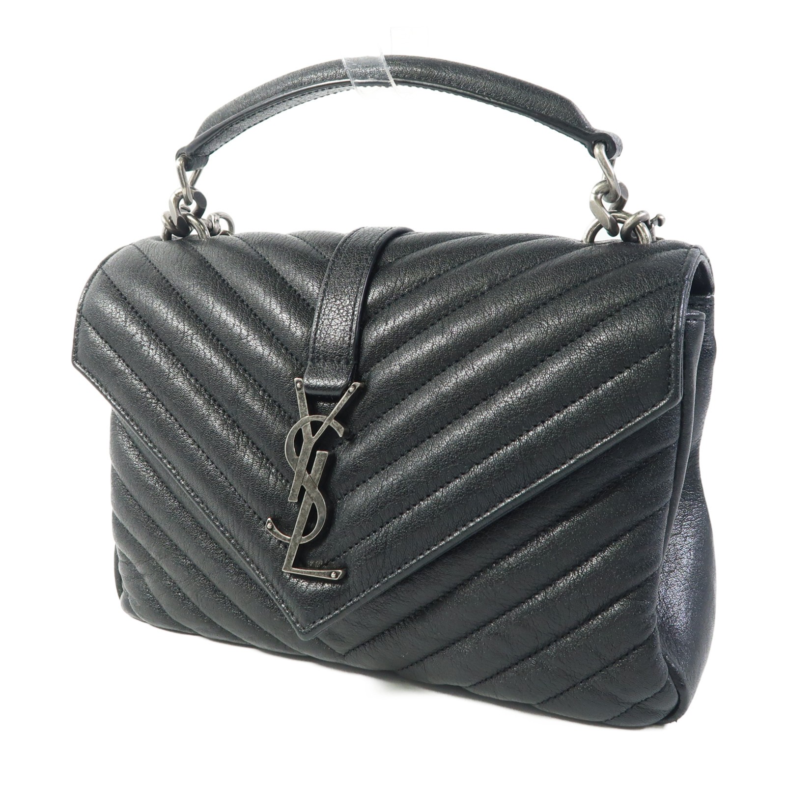 Borsa a tracolla SAINT LAURENT YSL College 2 vie 600279 pelle di vitello nera