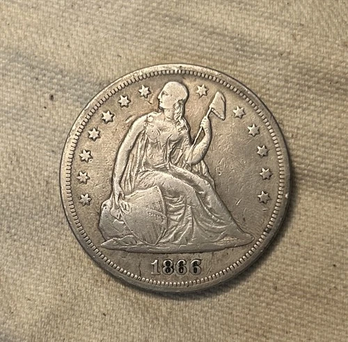 1866-P Seated Liberty Dollar Fine Details Nice Coin!