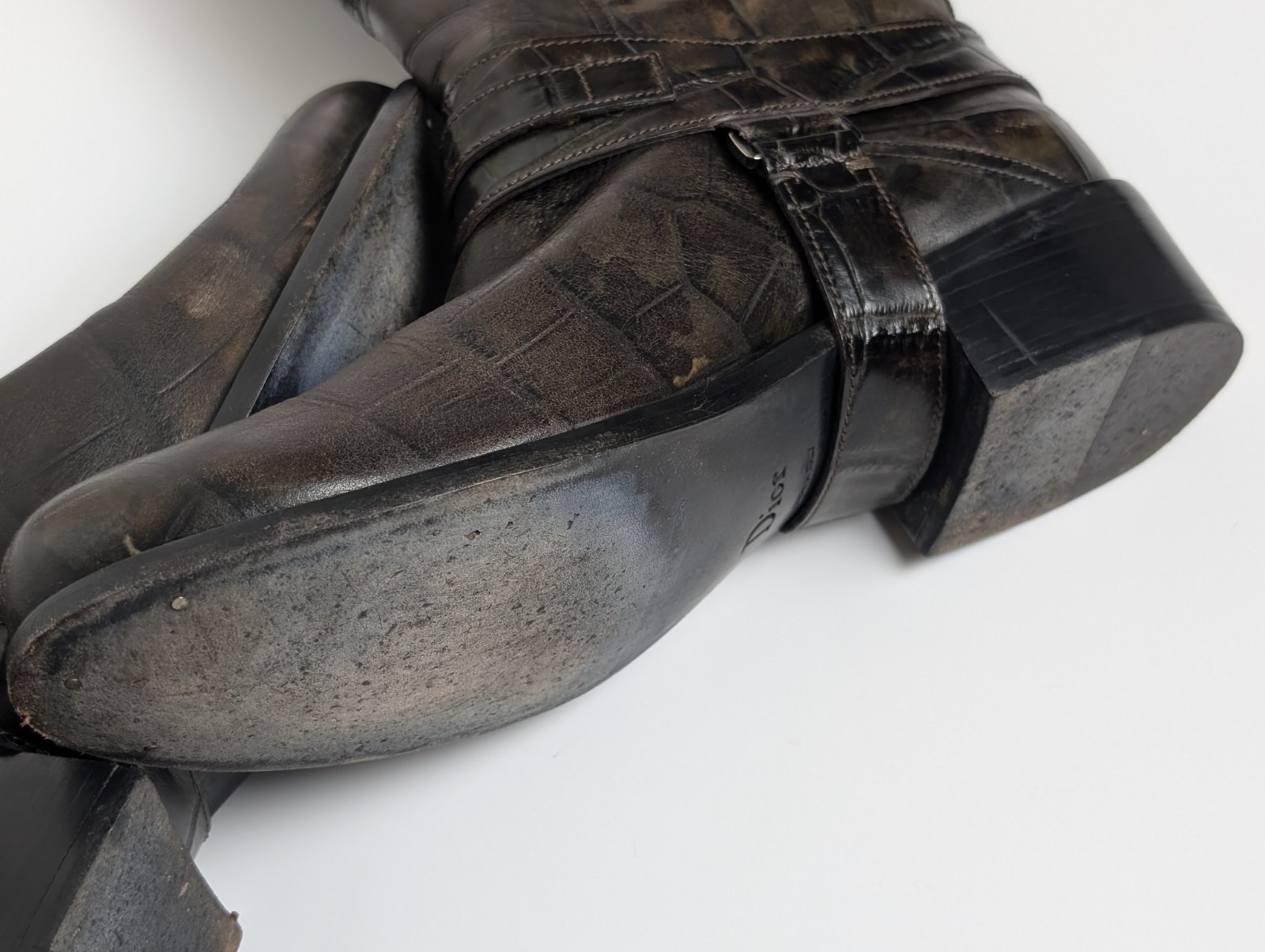 Christian Dior Women’s Harness Boots EU 41 / US 10–10.5 Made in Italy Croc Print image 9
