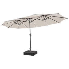 15' Double-Sided Patio Umbrella, Rectangular Market Umbrella with Base