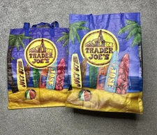 Trader Joe’s O's Reusable Bag Tote Surf board Jose Charles Shaw retired Lot of 2