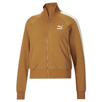 PUMA Iconic T7 Crop Full Zip Jacket Womens Brown Casual Athletic Outerwear 53185
