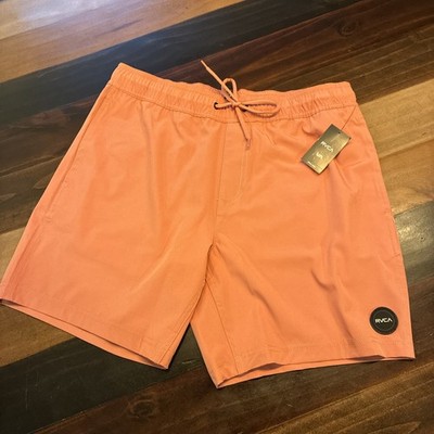 NEW - RVCA Men s Manic Trunk 17 Shorts  - Coral - Medium
