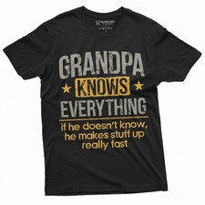 Men's Grandpa Knows Everything Funny Tee Shirt Father's day Birthday Gift For Pa