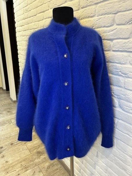 Women Balmain Sweater Navy Angora 42 / XL / 50