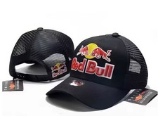 Red Bull Embroidery Adjustable Men's  Mesh Baseball Cap in BLACK [UK Seller]