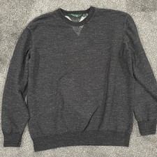 Orvis Men  s Sweater Large Gray / Black 100 Cotton Crewneck Pullover Sweatshirt