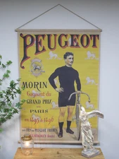 Large Vintage Style Retro French Cycling Peugeot Grand Prix Canvas Wall Art