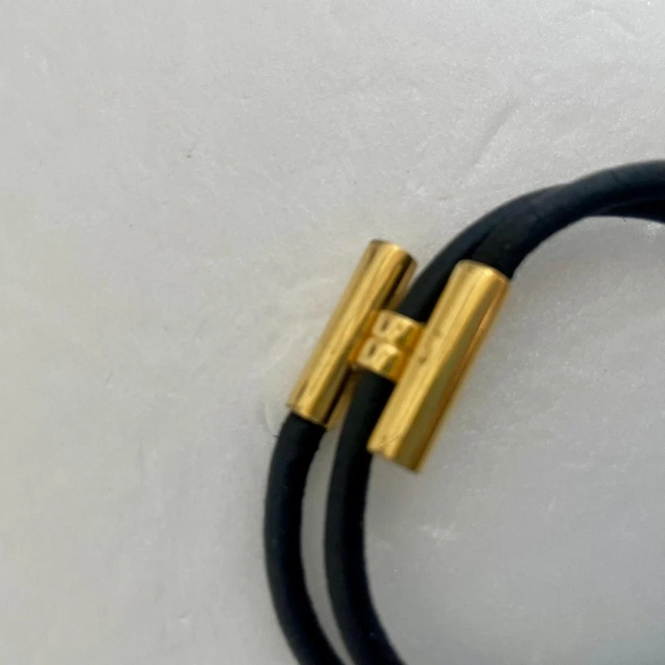 [Occasion] Bracelet HERMES Tournis Cuir Noir Or Quincaillerie Vintage = Du JAPON - Photo 4/4