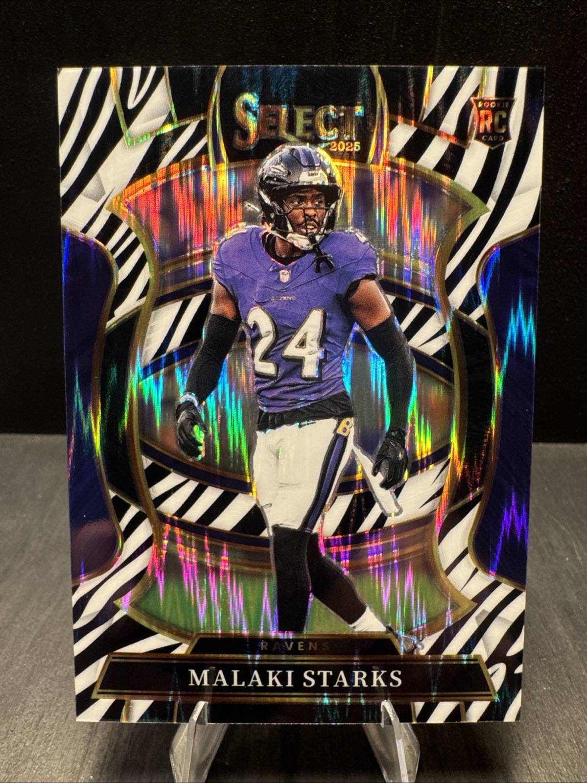 2025 Panini Select Concourse Malaki Starks #61 Zebra Prizm (RC)
