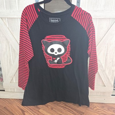 Goth Scene Plus Size Skelanimals 3/4 Striped Top XXL