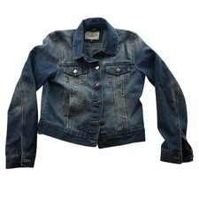 Ashley Vintage Charm Women Jean Jacket Small Button Up Classic Casual Blue Denim