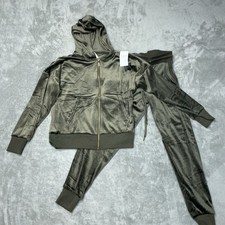 Felina Women's XS Velour Hoodie Jogger Set Green a2257