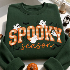 Halloween Spooky Season Unisex Crewneck Sweatshirt Cute Ghost Autumn Pullover