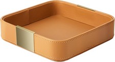 SANZIE Luxury Leather Desktop Storage, Small Catchall Organizer, Decorative Tra