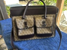 Borsa a mano Dooney & Bourke autentica grande in pelle e tessuto due tasche esterne