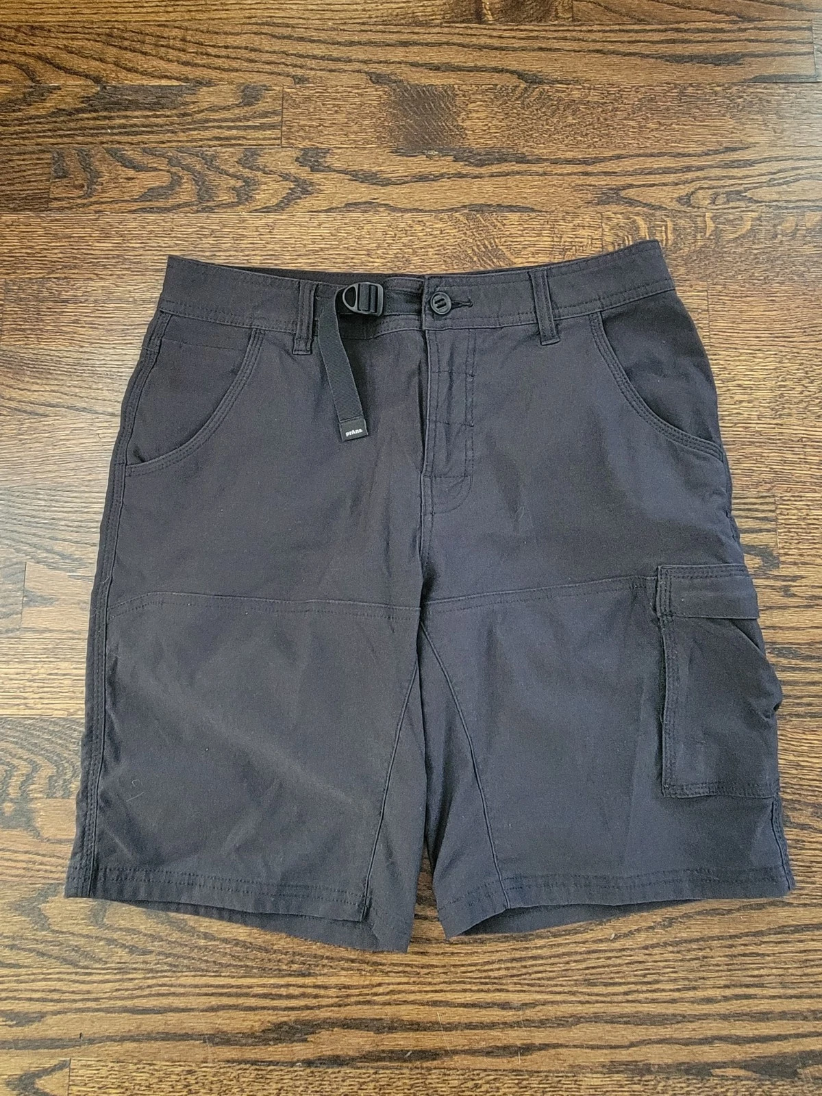 PrAna Size 30 Black Adjustable Waist Nylon Stretch Cargo Hiking Shorts