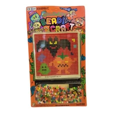 Vintage Halloween Bead Craft Playset Sealed In Package 1990s Witch Bat Pumpkin 