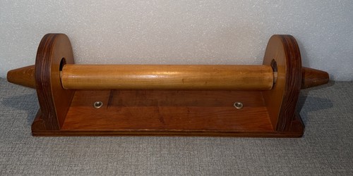 Vintage Wall Mount Wood Paper Towel Holder MCM Kitchen Rack