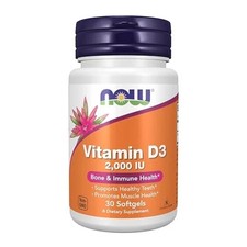NOW Foods Vitamin D-3 2000 IU 30 Softgels Hig...