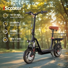 iScooter i12 Elektroroller 500W 7,5Ah City E-Scooter 12 Zoll E-Roller mit …