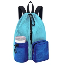 Swim Mesh Beach Backpack Waterproof Gym Bag Drawstring Backpack for Men Women