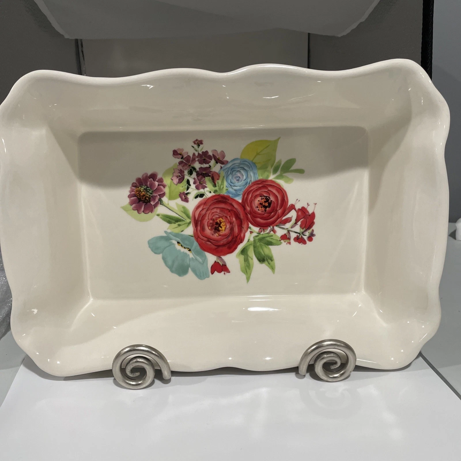 Pioneer Woman Flea Market Floral Stoneware Casserole Baking Dish 12" x 8" x 3"