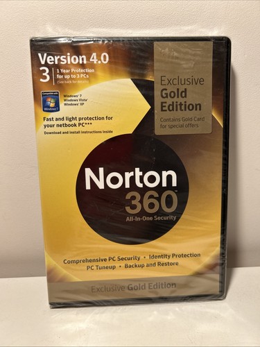 Norton 360 Security Version 4.0 Exclusive Gold Edition 3 Users Software PC BNIP - 第 1/6 張圖片