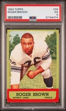 1963 Topps Roger Brown #34 Rookie PSA 5 Detroit Lions DA1042