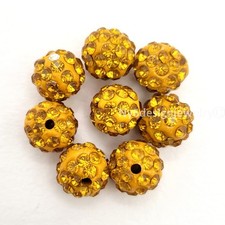 10x10mm Gold Rhinestone Spacer Ball Beads  8pcs Sparkling Round Spacer Finding