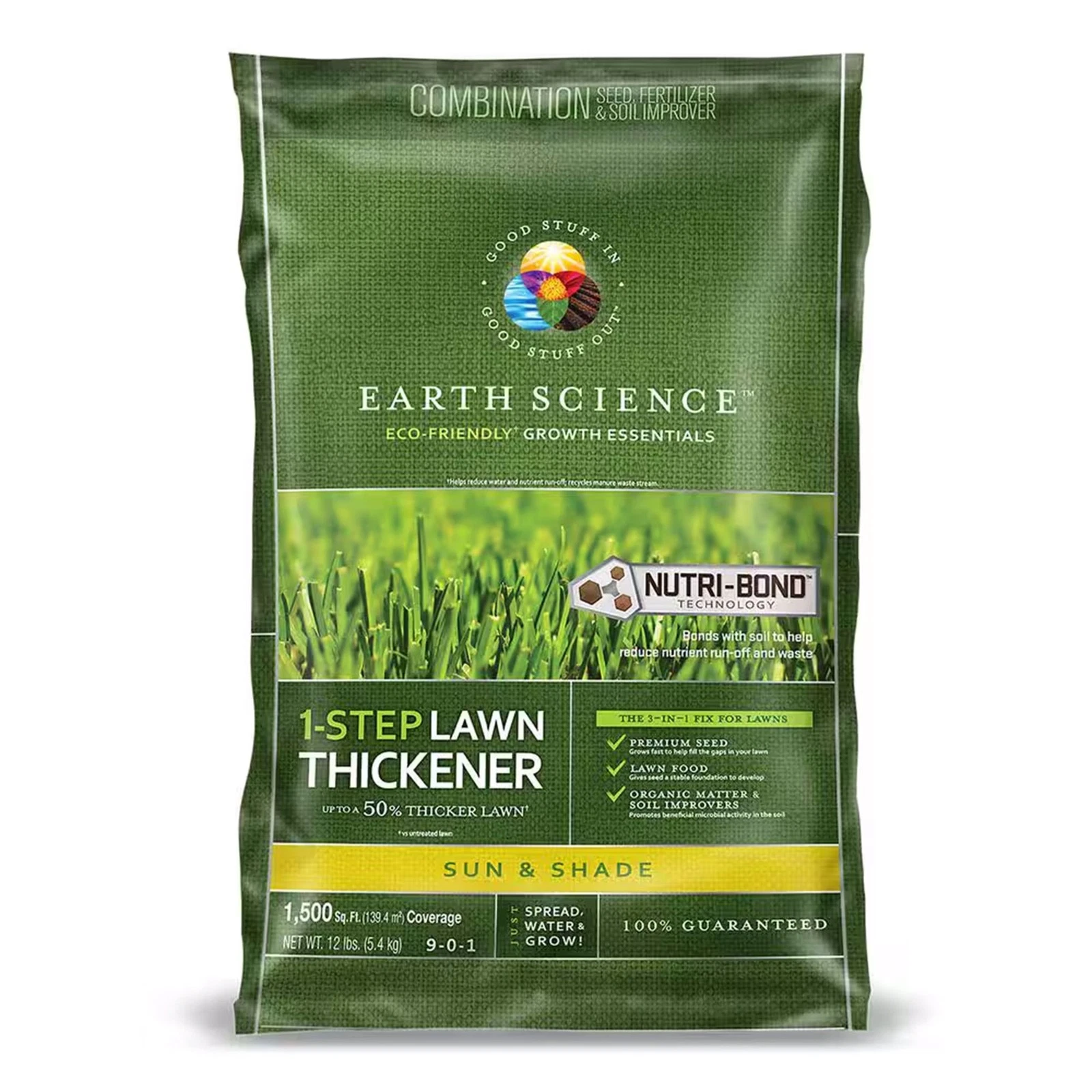 Earth Science 1 Step Sun & Shade Lawn Thickener Seed for Thin Lawns