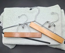 Lot Of 2 Trouser-Pants Hangers 2 Wooden Clampstyle  1 Slim Durable Metal Sleek
