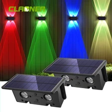 1/2/4/6Pcs 4LED Solar Fence Lights Outdoor Up and Down Wall Mount LED Decor Lamp