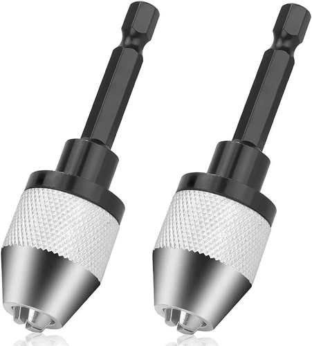 2 Pieces Keyless Drill Chucks 1/4 Inch Hex Shank Drill Bit Adapter Fast Change