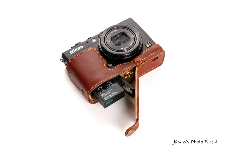 Genuine real Leather Full Camera Case bag Cover for Nikon Coolpix A Bottom Open - Image 3 of 4