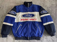 Adult F1 Vintage Racing Jacket, Ford Jacket Blue,Ebroidered Cotton Padded