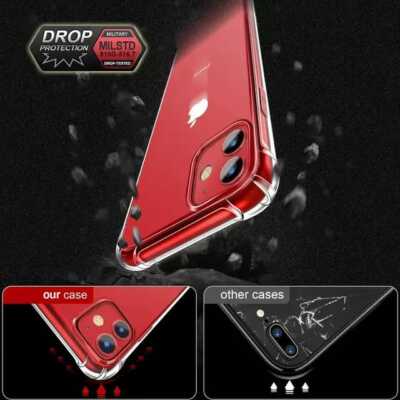 Hülle für iPhone 11, Pro, 11 Pro Max, X/XS, XR, XS Max, Stoßfest Klar Silikon Cover