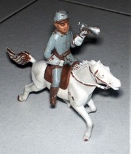 Soldatino Cromoplasto Landi SUDISTA A CAVALLO E SELLA bianco TROMBA Far West