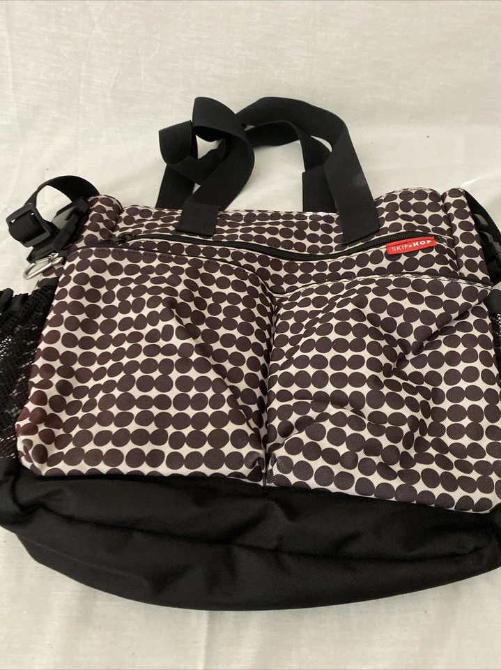 Skip Hop Duo Signature Diaper Bag Brown Geometric Design Stroller Straps Zip Up - Image 4 of 4