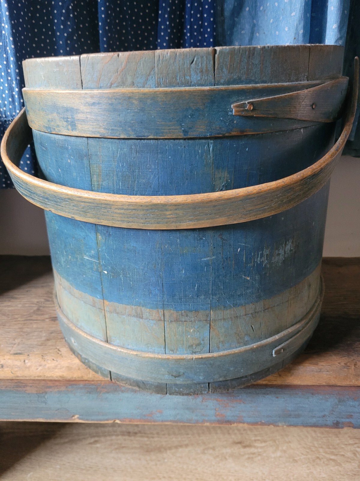 Early Antique Old Blue Farm Firkin Sugar Bucket eBay