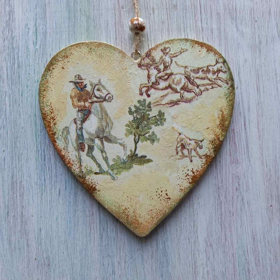 Heart Ornament Western Room decor home Wall art Cowboy horse Rustic Country west - Image 2 of 4